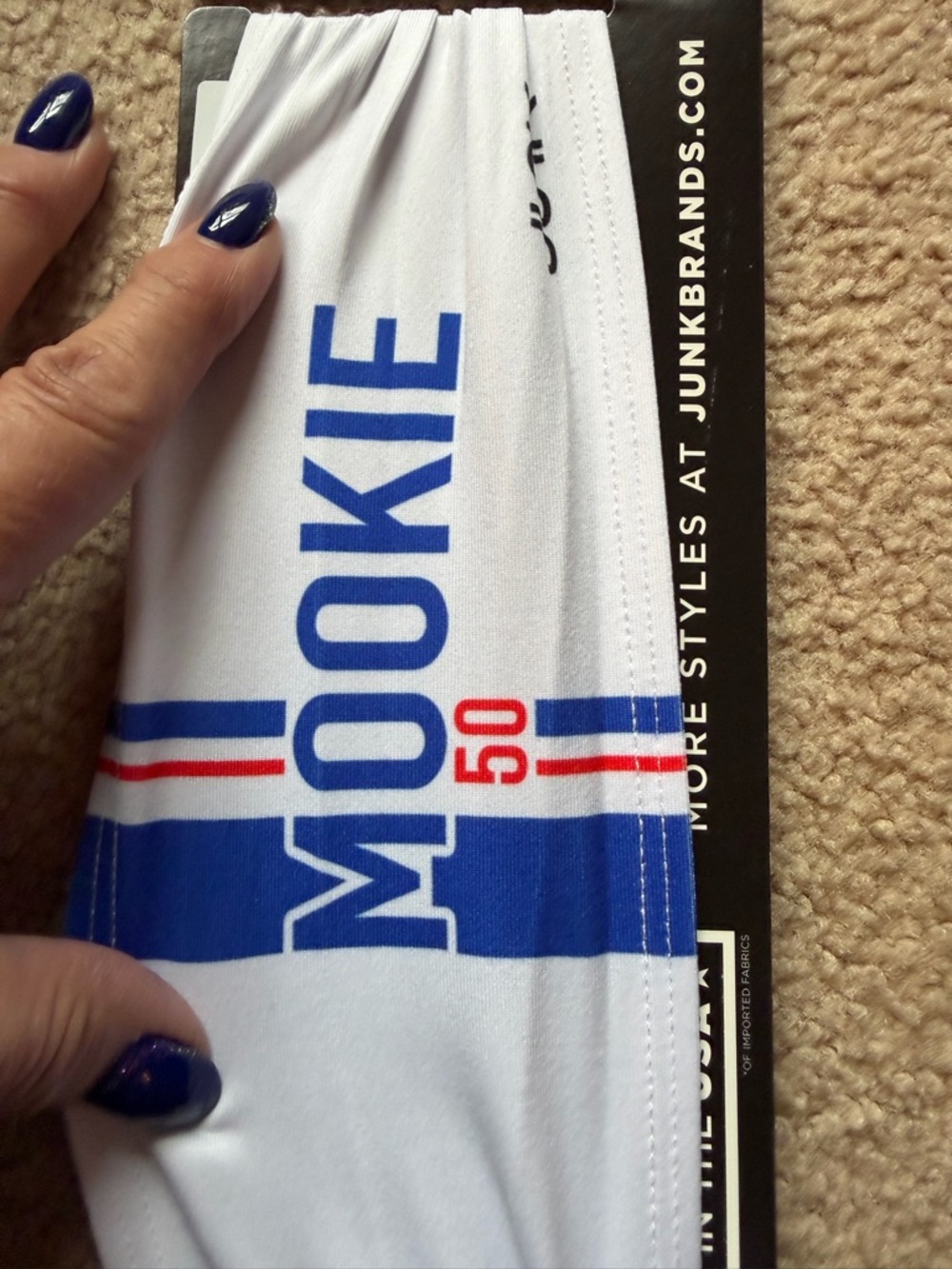 JUNK Big Bang Lite Headband Mookie Betts Stripe White MLB Sweat-Wicking